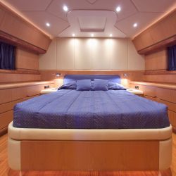 Italy, Naples; 26 July 2004, RIZZARDI 73HT luxury yacht, master bedroom - EDITORIAL